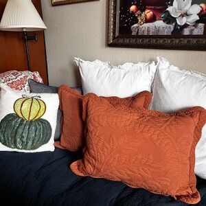 Rust Terracotta Orange Quilted Pillow Standard Sham Set 100% cotton